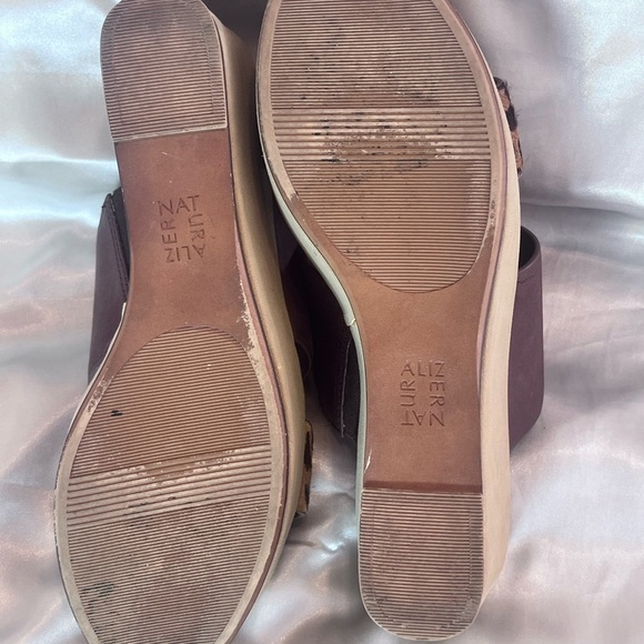 NATURALIZER Urbana Platform Wedge Brown Leather Calf Hair Cheetah Print Size 8 - Picture 4 of 11